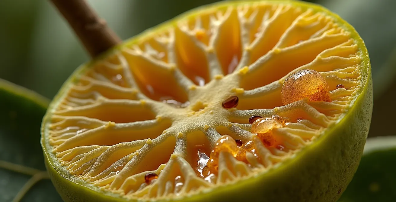 Ilustración macro del ciclo de vida de la mosca del olivo mostrando las diferentes fases de desarrollo