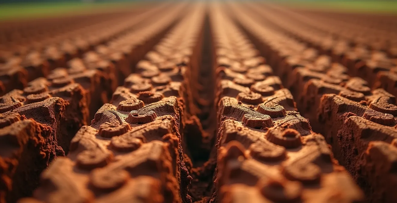 Comparación visual de la huella de un neumático agrícola con diferentes presiones sobre suelo arcilloso