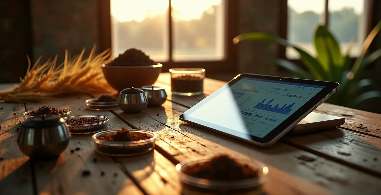 Visualización de datos de agricultura de precisión con mapas de rendimiento y sensores