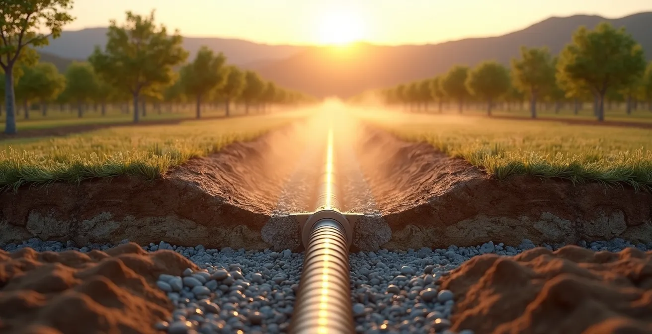 Sistema de drenaje agrícola en campo de cultivos leñosos para prevenir la asfixia radicular