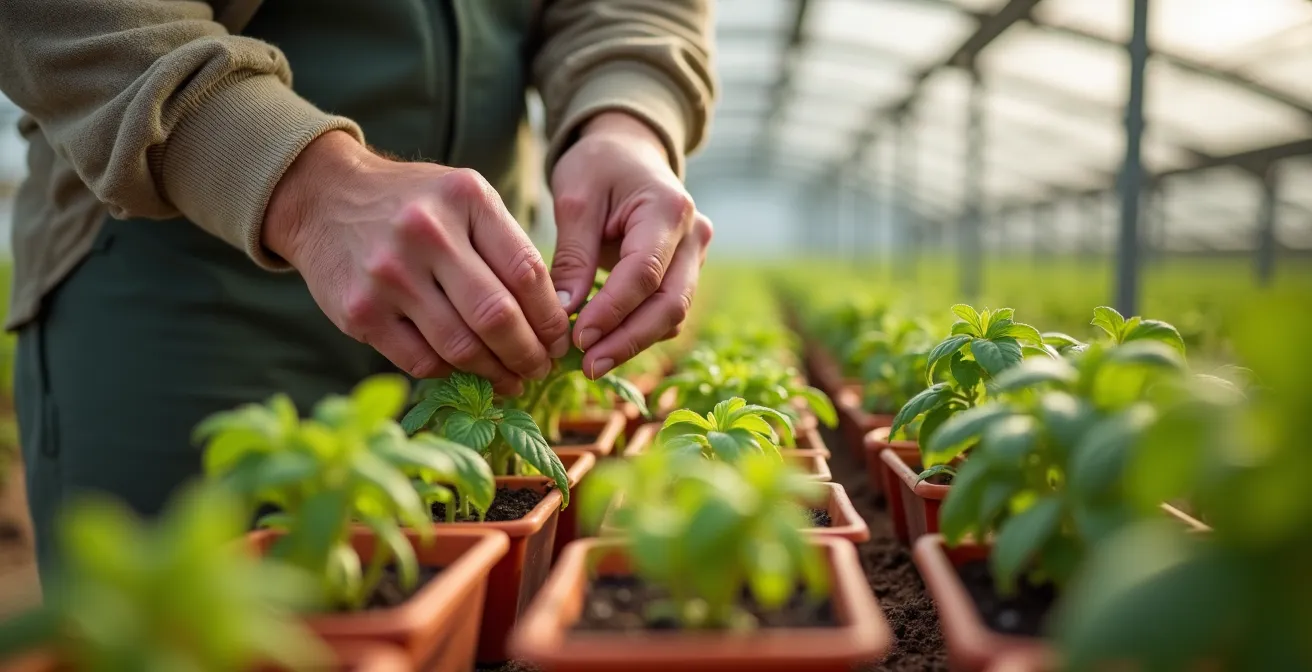 Corte transversal de suelo mostrando raíces colonizadas por hongos beneficiosos